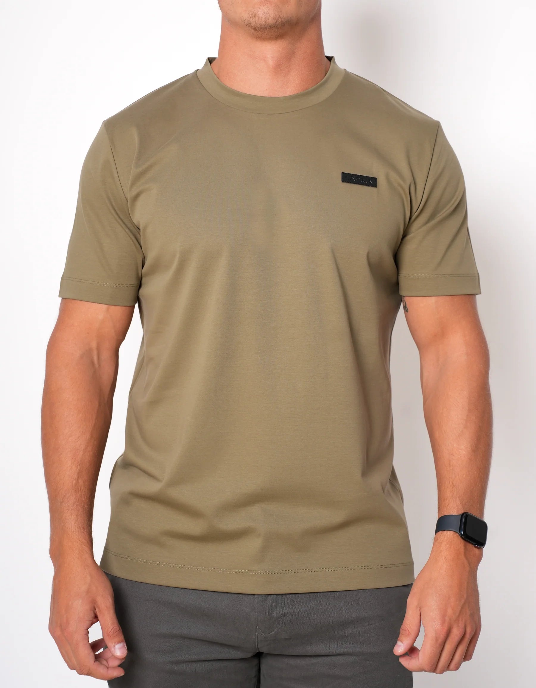Capria Leather Badge T Shirt - Green